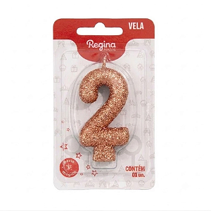 Vela Cintilante Regina Ouro Rosé N°2 - Embalagem com 1 UN