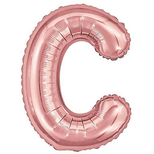 Balão Metalizado Rosé Letra C Tam 32'' - Embalagem com 1 UN