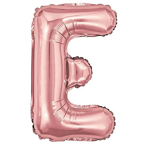 Balão Metalizado Rosé Letra E Tam 32'' - Embalagem com 1 UN