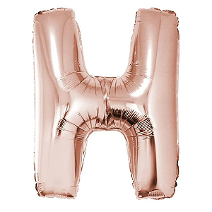 Balão Metalizado Rosé Letra H Tam 32'' - Embalagem com 1 UN