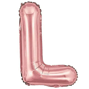 Balão Metalizado Rosé Letra L Tam 32'' - Embalagem com 1 UN