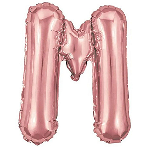Balão Metalizado Rosé Letra M Tam 32'' - Embalagem com 1 UN
