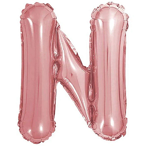 Balão Metalizado Rosé Letra N Tam 32'' - Embalagem com 1 UN