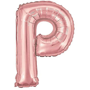 Balão Metalizado Rosé Letra P Tam 32'' - Embalagem com 1 UN