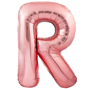 Balão Metalizado Rosé Letra R Tam 32'' - Embalagem com 1 UN