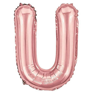 Balão Metalizado Rosé Letra U Tam 32 - Embalagem com 1 UN