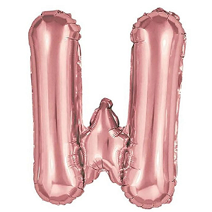 Balão Metalizado Rosé Letra W Tam 32'' - Embalagem com 1 UN