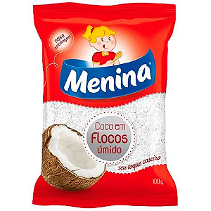 Flocos de Coco Menina Úmido e Adoçado - Embalagem com 100G