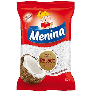 Coco Ralado Menina Úmido e Adoçado - Embalagem com 100G