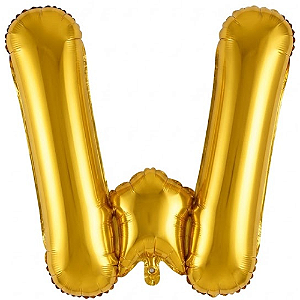 Balão Metalizado Dourado Letra W Tam 32'' - Embalagem com 1 UN
