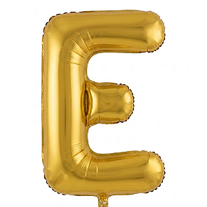 Balão Metalizado Dourado Letra E Tam 32'' - Embalagem com 1 UN