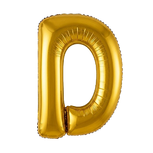 Balão Metalizado Dourado Letra D Tam 16'' - Embalagem com 1 UN