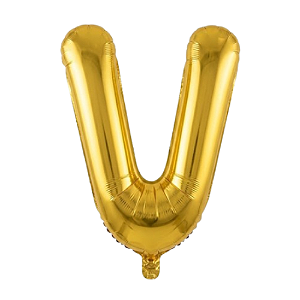 Balão Metalizado Dourado Letra V Tam 16'' - Embalagem com 1 UN