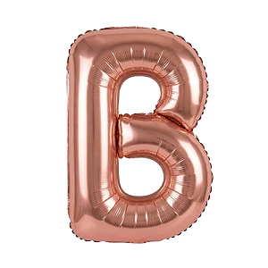 Balão Metalizado Rosé Letra B Tam 16 - Embalagem com 1 UN