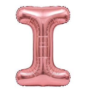 Balão Metalizado Rosé Letra I Tam 16'' - Embalagem com 1 UN