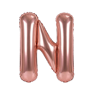 Balão Metalizado Rosé Letra N Tam 16'' - Embalagem com 1 UN