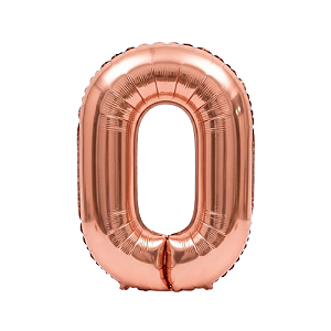 Balão Metalizado Rosé Letra O Tam 16'' - Embalagem com 1 UN
