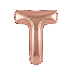 Balão Metalizado Rosé Letra T Tam 16'' - Embalagem com 1 UN