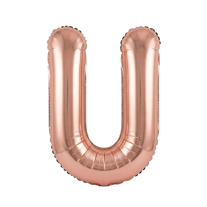 Balão Metalizado Rosé Letra U Tam 16'' - Embalagem com 1 UN