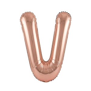 Balão Metalizado Rosé Letra V Tam 16'' - Embalagem com 1 UN