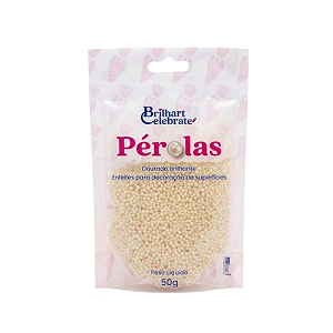 Confeito Pérolas Brilhart Celebrate Mini Cor Perolada Cintilante - Embalagem com 50G