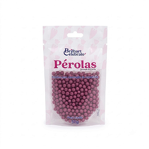 Confeito Pérolas Brilhart Celebrate Pequena Cor Pink Cintilante - Embalagem com 50G