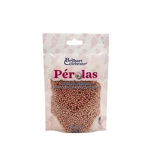 Confeito Pérolas Brilhart Celebrate Mini Cor Rosé Gold Glitter - Embalagem com 50G
