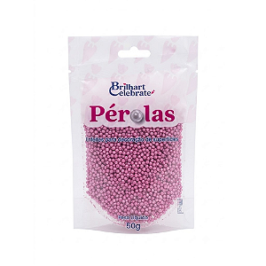 Confeito Pérolas Brilhart Celebrate Mini Cor Rosa Bebê Glitter - Embalagem com 50G