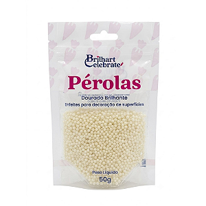 Confeito Pérolas Brilhart Celebrate Mini Cor Perolada Glitter - Embalagem com 50G