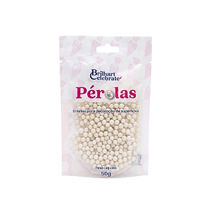 Confeito Pérolas Brilhart Celebrate Pequena Cor Perolada Glitter - Embalagem com 50G