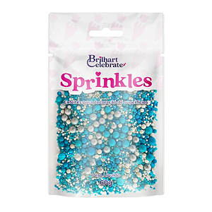 Confeito Sprinkles Brilhart Celebrate Cor Azul e Branco - Embalagem com 60G