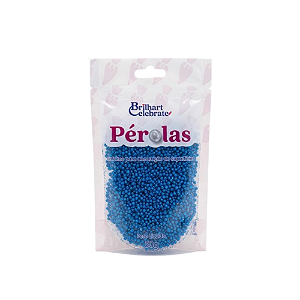 Confeito Pérolas Brilhart Celebrate Mini Cor Azul Glitter - Embalagem com 50G