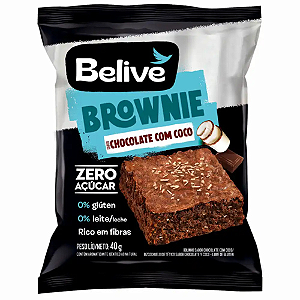 Brownie Proteico Belive Sabor Double Chocolate com Coco Zero Açúcar - Embalagem com 40G