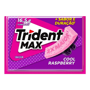 Chiclete Trident Max Sabor Cool Raspeberry - Embalagem com 16,5G