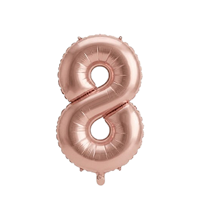 Balão Metalizado Rosé N°8 Tam 16'' - Embalagem com 1 UN