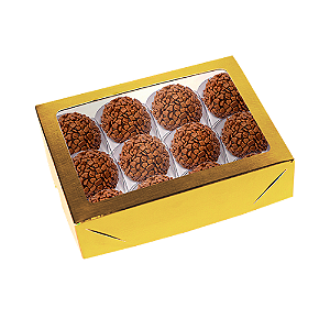 Caixa com Visor 12 Doces Laminada Ouro