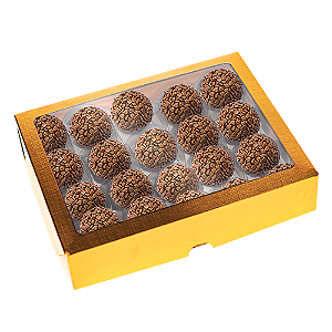Caixa com Visor 20 Doces Laminada Ouro