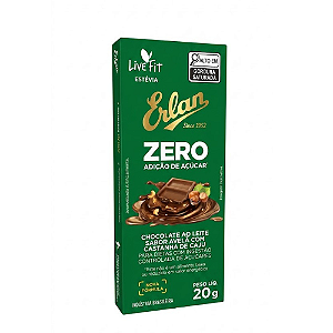 Chocolate Ao Leite Erlan Zero Sabor Avelã com Castanha de Caju - Embalagem com 20G