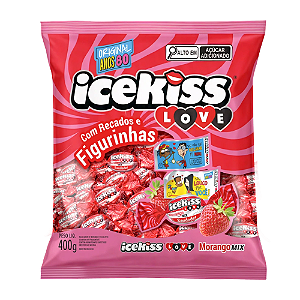 Bala Dura Icekiss Love Sabor Morango Mix - Embalagem com 450G
