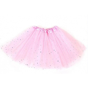 Saia Tule Rosa com Glitter - Embalagem com 1 UN
