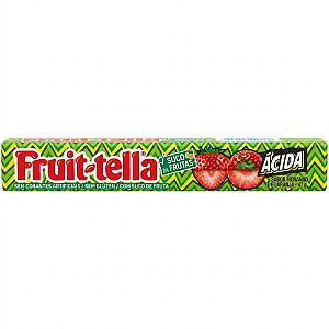 Bala Mastigável Fruit-Tella Sabor Morango Ácido - Embalagem com 40G