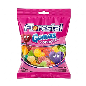 Goma Florestal Corações Sortidos - Embalagem com 60G
