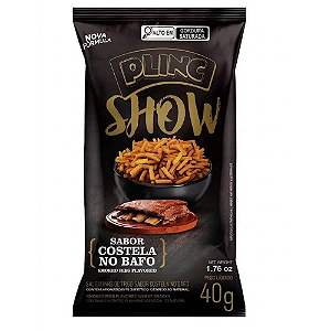 Salgadinho Aperitivo Plinc Show Sabor Costela no Bafo - Embalagem com 40G