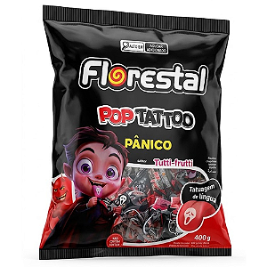 Pirulito Florestal Pop Tattoo Pânico Sabor Tutti-Frutti - Embalagem com 400G