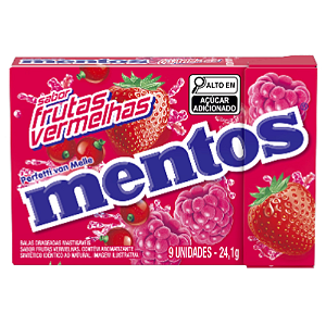 Bala Mentos Slimbox Sabor Frutas Vermelhas - Embalagem com 24,1G
