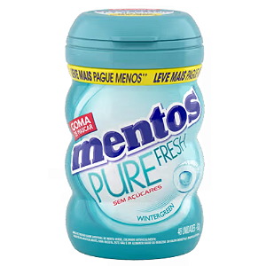 Goma de Mascar Mentos Big Bottle Pure Fresh Sabor Wintergreen - Embalagem com 92G