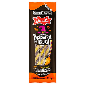 Gelatina Docile Canudinho Vassoura de Bruxa Sabor Frutas Vermelhas Azedinha - Embalagem com 15G