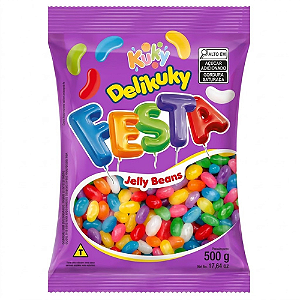 Bala de Goma Delikuky Jelly Beans Frutas Sortidas - Embalagem com 500G