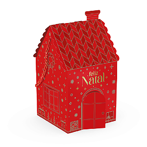 Caixa Panetone Casa com Alça Brilhos de Natal