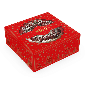Caixa Bolo com Visor Brilhos de Natal